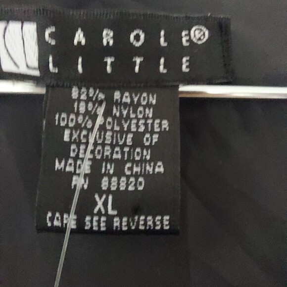 Carole Little Shirt XL Black Velvet Rhinestones Long Sleeve - Defect - Picture 8 of 14